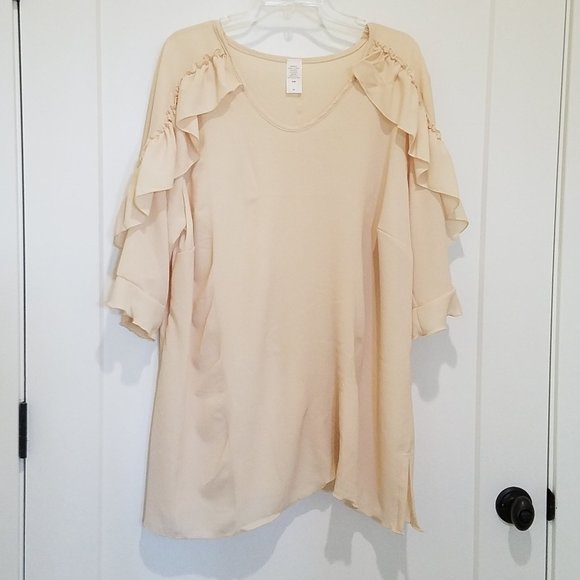 blouse cream ivory ruffles - Picture 1 of 3